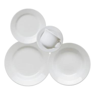 Imagem de Conjunto de Jantar Donna Branco 20 Peças – Pratos Rasos, Fundos, Sobremesa, Xícaras e Pires – Cerâmica Biona by Oxford, Resistente a Micro-ondas e Lava-louças
