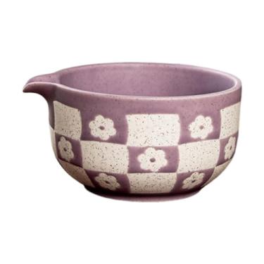 Imagem de Baoblaze Tigela de chá Matcha, acessórios para fazer chá, suprimentos para presente para amigos/familiares para cerimônia do chá japonesa, utensílios com bico, Roxo