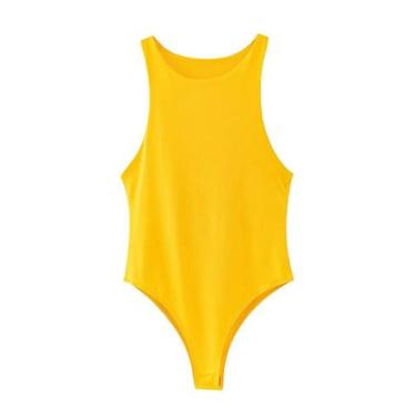 Imagem de Body Con Verde Limão - Macacão Curto Sexy para Verão, BR-M, Amarelo