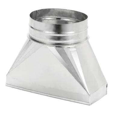 Imagem de PATIKIL Bota de registro reto de 25,4 cm x 10 cm x 15,2 cm, aço galvanizado de transição retangular para duto redondo de 15 cm, encaixe de transição para conectar acessórios de duto HVAC de grade de