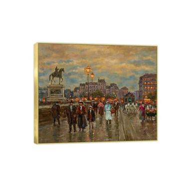 Imagem de BMZFYBS Arte de parede em tela reprodução de pintura famosa - imagens de moldura dourada para sala de estar - ponte - pôster e impressões 20 x 25 cm 8 x 10 pol