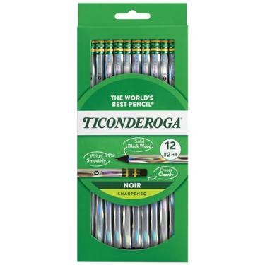 Imagem de Ticonderoga Lápis Noir, caixa de madeira #2 HB macio, pré-apontado com borracha, corpo holográfico, 15 x 12 pacotes, total de 72 lápis (13970)