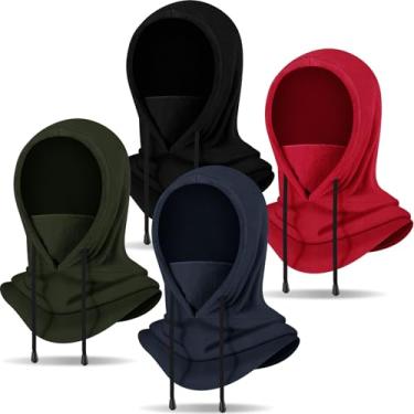 Imagem de Eurzom 4 peças de máscara de esqui balaclava de inverno para mulheres e homens, máscara quente de lã para rosto e pescoço, capuz à prova de vento para clima frio, Preto, azul marinho, verde militar