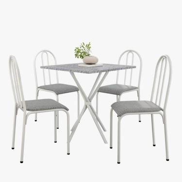 Imagem de Kit Mesa Diamante 544 Sala de Jantar 4 Cadeiras Pés Tubular