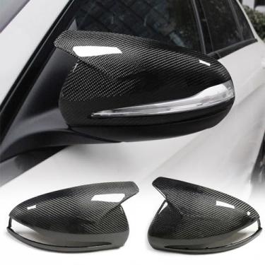 Imagem de FINMOKAL Tampas de capa de espelho lateral de fibra de carbono real compatíveis com Benz B C E S GLA CLS Class W247 W205 H247 X253 2020-2022 (serve apenas para LHD)