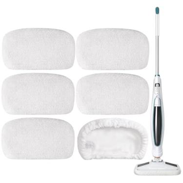 Imagem de BIHARNT Pacote com 6 almofadas de microfibra SMP01 e esfregão a vapor laváveis compatíveis com Kenmore SM2060 S200 Series esfregão a vapor para limpeza de piso (branco)