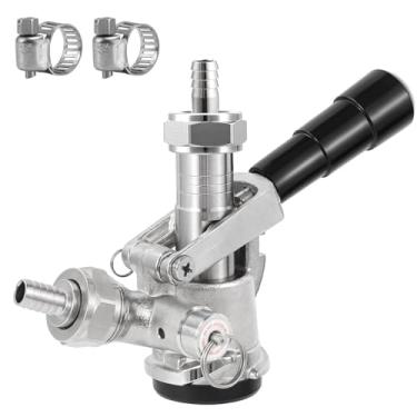 Imagem de WELLBOM Acoplador de barril Sankey D System Keg Tap Beer Coupler, torneira de cerveja de aço inoxidável 304 barril torneira de cerveja Kegerator peças, O.D 5/40.6 cm farpa a gás 5/40.6 cm bico de