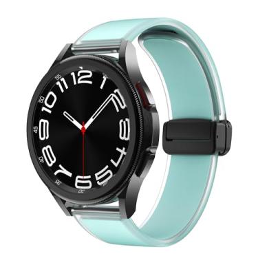 Imagem de LYSMVIVI Pulseira magnética de relógio 20 mm 22 mm de liberação rápida de silicone macio para mulheres e homens, pulseira de fecho dobrável magnética