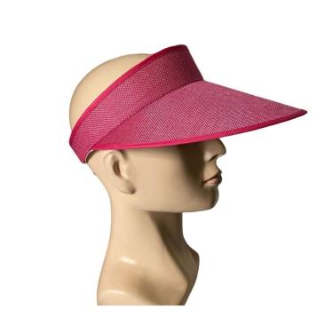 Imagem de Viseira Tiara Arco Rosa Aba 12cm com Elástico Praia Verão