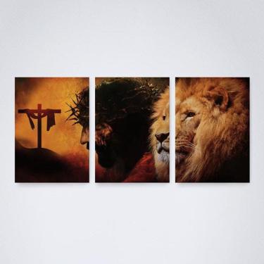 Imagem de Quadro Decorativo Cristo Leão de Judá 30x20cm - Elegância