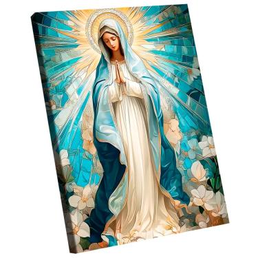 Imagem de Quadro Decorativo Nossa Senhora Aparecida Branco e Azul