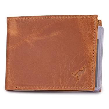 Imagem de Carteira Porta Cartão Compacta Slim Couro Bovino C/plástico(Marrom Claro)