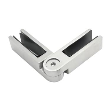 Imagem de Generic Grampo ajustável de vidro para vidro de 90 a 180 graus de suporte de aço inoxidável para corrimão de escadas de, Acabamento Escovado