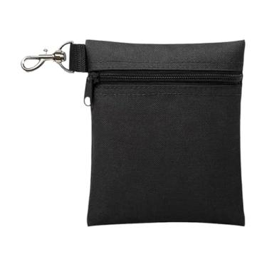 Imagem de YMPEKA Bolsa para camiseta de golfe 17 x 14 cm bolsa de objetos de valor de golfe com zíper bolsa de acessórios de golfe com clipe de garra de lagosta de metal bolsa de armazenamento de bola de golfe