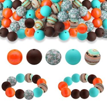 Imagem de 50 peças de contas de silicone leopardo 15 mm contas redondas de silicone a granel leopardo impressão cruz personagens contas focais borracha artesanato DIY contas espaçadoras soltas para canetas