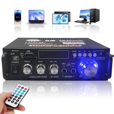Imagem de Amplificador de Som, Receiver Amplificador de Voz Áudio Digital Bluetooth 5.0, 300W+300W, Rádio FM Estéreo, Entrada AC 110V/DC12V