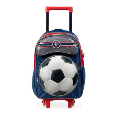 Imagem de Mochila de Rodinha Infantil Masculina Futebol Azul - Bagaggio, U