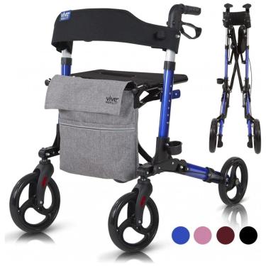 Imagem de Andador Adulto Idoso Vive Mobility com Assento, Suporta até 136 Quilos, Azul