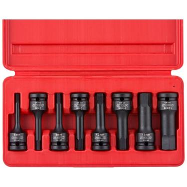 Imagem de Ferramenta Automotiva Soquetes de Bits Allen 1, 2 8 Peças Chave Hexagonal Métrica, NEIKO 01136B, Vermelho