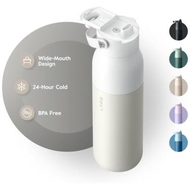 Imagem de Garrafa Térmica para Água 1L em Aço Inoxidável com Alça de Silicone Embutida e sem BPA, LARQ Bottle Swig Top, Branca