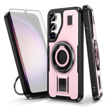 Imagem de Asuwish Capa de telefone para Samsung Galaxy S23 FE 5G com protetor de tela de vidro temperado e suporte de anel à prova de choque com suporte protetor de celular acessórios para celular S 23 EF S23FE