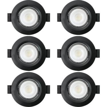 Imagem de Kit 6 Spot De Led Embutir Slim Mr16 Redondo 6w Preto Bivolt 4100k Neutro