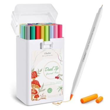 Imagem de Ohuhu 40 Cores Marcadores De Arte Ponta Dupla: Pincel e Extra Fina - Canetas Base Água Para Desenho, Ilustração, Caligrafia, Mangá e Livros de Colorir