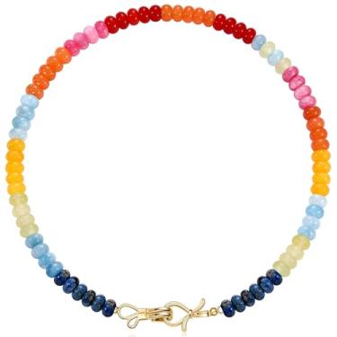 Imagem de Colar de pedras preciosas, gargantilha com contas, para mulheres, melhores amigas, presentes de aniversário para adolescentes, coisas modernas, meias de Natal para ela, laço de ouro 14K, joia de pedra