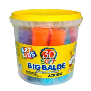 Imagem de Balde massa de modelar Acrilex art kids com 30 cores