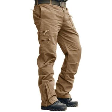 Imagem de Calça cargo masculina CRYSULLY, tática, caminhada, algodão, marrom