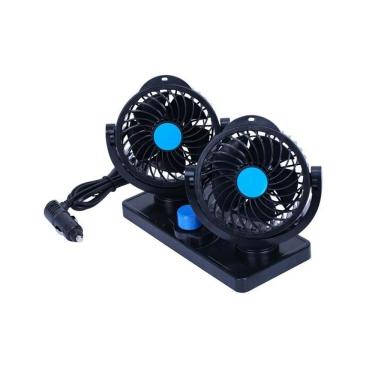 Imagem de Ventilador Automotivo Duplo Rotativo Ajustável Veicular Carro Van E Ônibus 12v