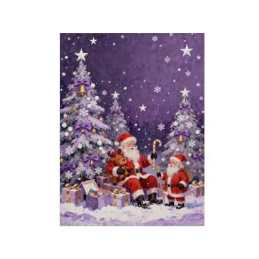 Imagem de Quadro parede Natal-Impressões em tela-Paisagem roxa pinheiro-Pintura decoração festiva para sala de estar cozinha 60x80cm Sem Moldura