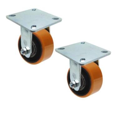 Imagem de Kit 2 Roda Rodízio Fixo Ajax 4" Carga Pesada 300 kg C/ Base