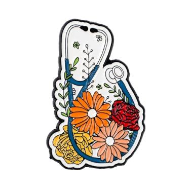 Imagem de Broche de esmalte estetoscópio, broche de alfinete de enfermeira, presente para médico de enfermagem, estudante de saúde, crachá de lapela de enfermeira escolar, broches de equipe médica, acessórios