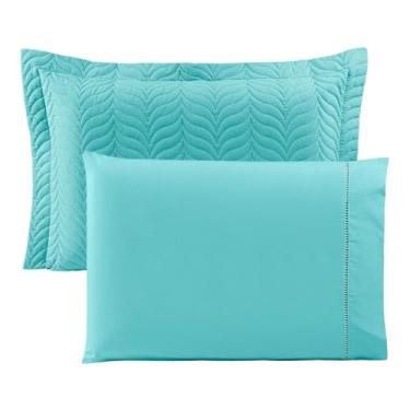 Imagem de Kit 2 Porta Travesseiros 80x55 + 2 Fronhas 70x50 Paris – Algodão 100% Percal 150 Fios – Maciez, Conforto e Acabamento Sofisticado - Verde