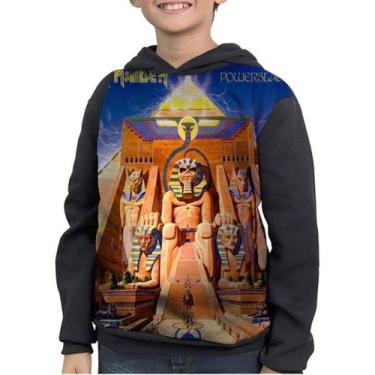 Imagem de Moletom Infantil Jurassic Powerslave Iron Maiden - smoke, Preto, 6
