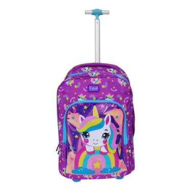 Imagem de Mochila Escolar com Rodas Rabisk Teen Unicórnio Lilás