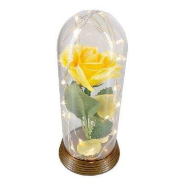 Imagem de Luminária Cúpula A Bela E A Fera Rosa Encantada Aveludada - Amor Lindo