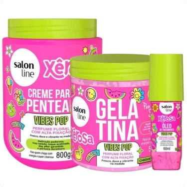 Imagem de Kit Salon Line Xêrosa Vibes Pop: Creme Para Pentear 800g, Gelatina 500g e Óleo Capilar 60ml