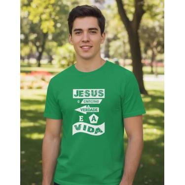 Imagem de Camiseta Jesus Caminho Verdade Vida Masculina - Blackchic, Verde, M