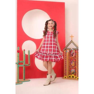 Imagem de Vestido Infantil Xadrez Quadriculado Premium Soltinho Moda - Se tu Ben