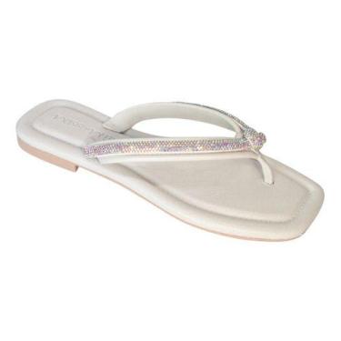 Imagem de Rasteirinha Rasteira Feminina Confortável Strass Elegante moda bloguei