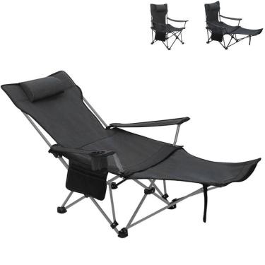 Imagem de Cadeira Camping Dobrável Pesca Praia Espreguiçãdeira Preta