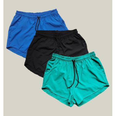Imagem de Kit 3 Shorts Praia Feminino Elastano Premium WSS Azul Preto e Verde