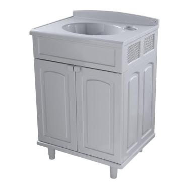 Imagem de Gabinete Para Banheiro Em Plástico Com Lavatório Clássica Astra Sem Torneira Cinza