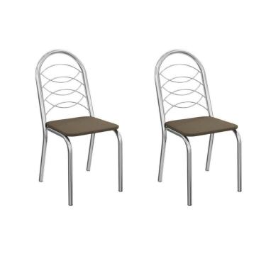 Imagem de Cadeira De Cozinha Holanda 2c009cr Aço Kit 2 Un Cromado-suede Cappuccino - Kappesberg