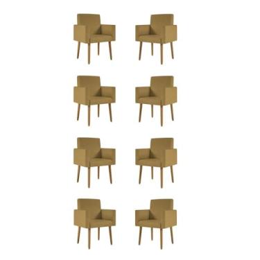 Imagem de Kit 08 Cadeiras Poltronas Decorativa - Escritório - Recepção Cor:capuccino