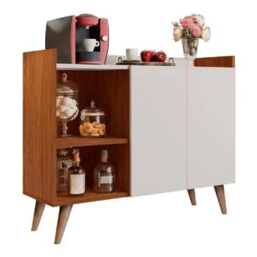 Imagem de Buffet 2 Portas com Adega e Prateleira Interna – Móvel Moderno para Sala de Jantar, Cozinha ou Área Gourmet (madeirado off)