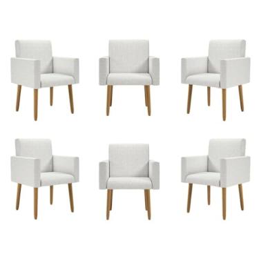 Imagem de Kit 06 Poltronas Decorativa Recepção Oferta Balaqui Linho Cor:linho Bege