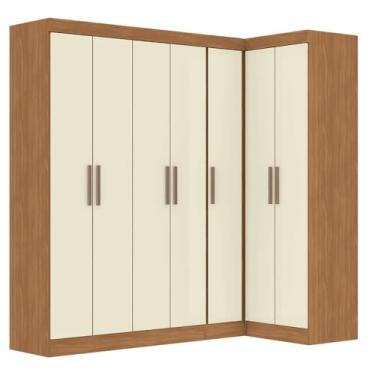 Imagem de Guarda Roupas Modulado de Canto Madrid com 7 Portas Madeirado/Off White